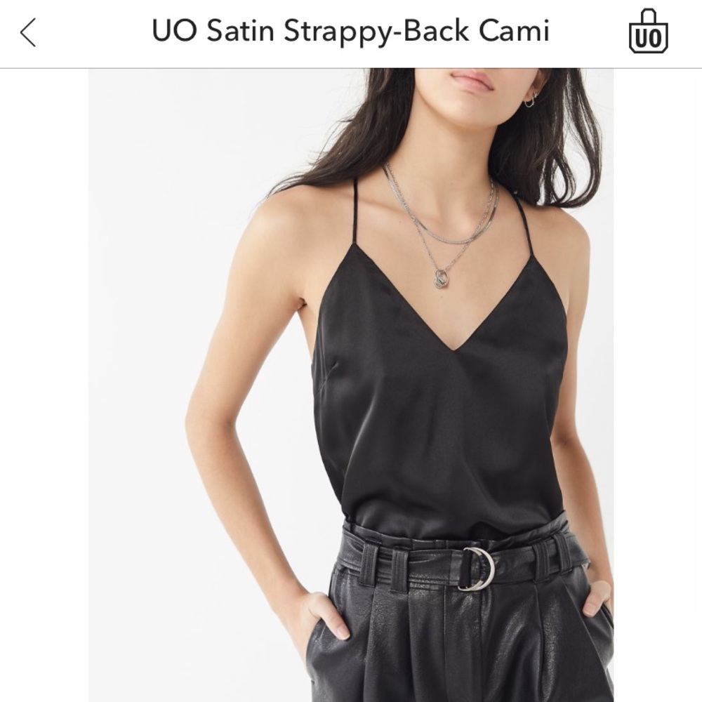 UO satin strappy back cami